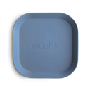 Mushie Square Dinnerware Plates Twilight Blue 