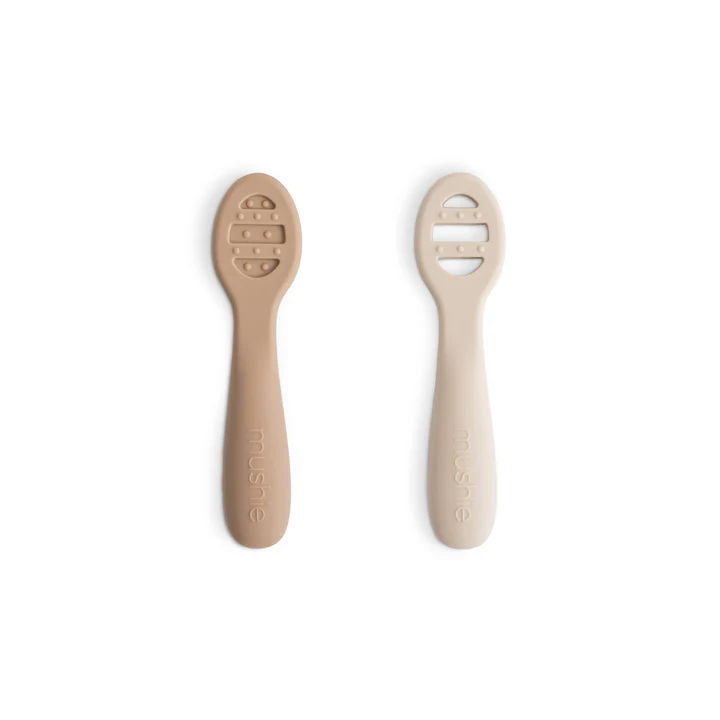 Mushie First Feeding Baby Spoons Natural/Shifting Sand 