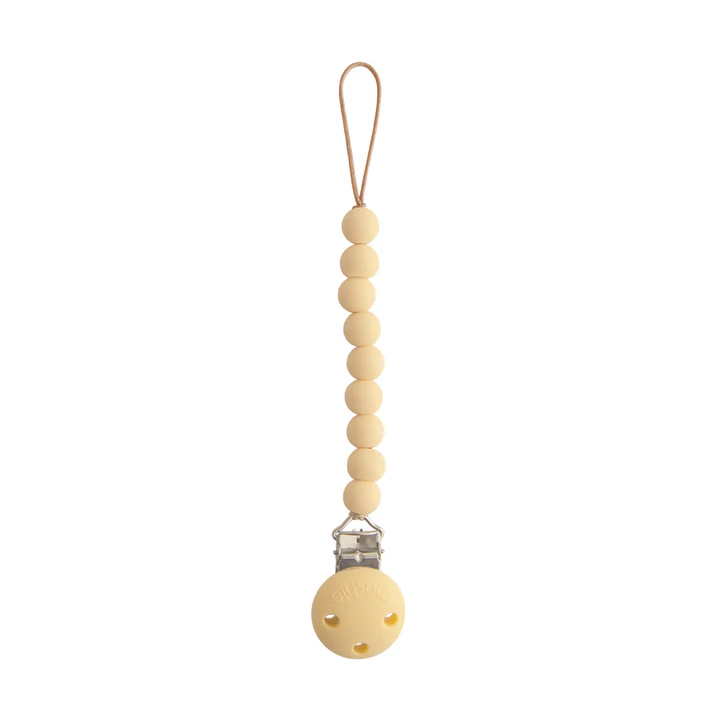 Mushie Silicone Pacifier Clip | Hera Pale Yellow 