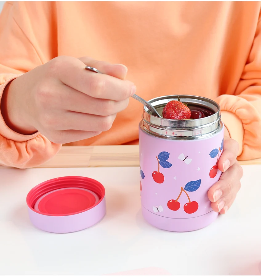 A Little Lovely Insulated stainless steel food jar: Cherries