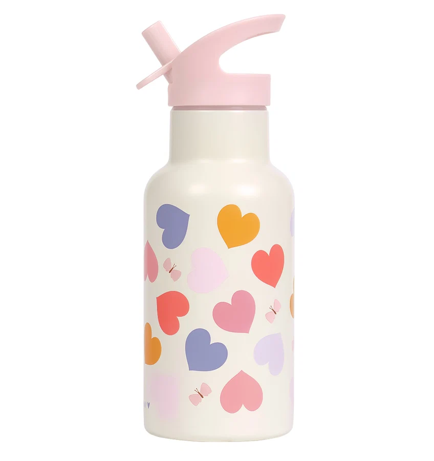 A Little Lovely Stainless steel drink bottle: Hearts