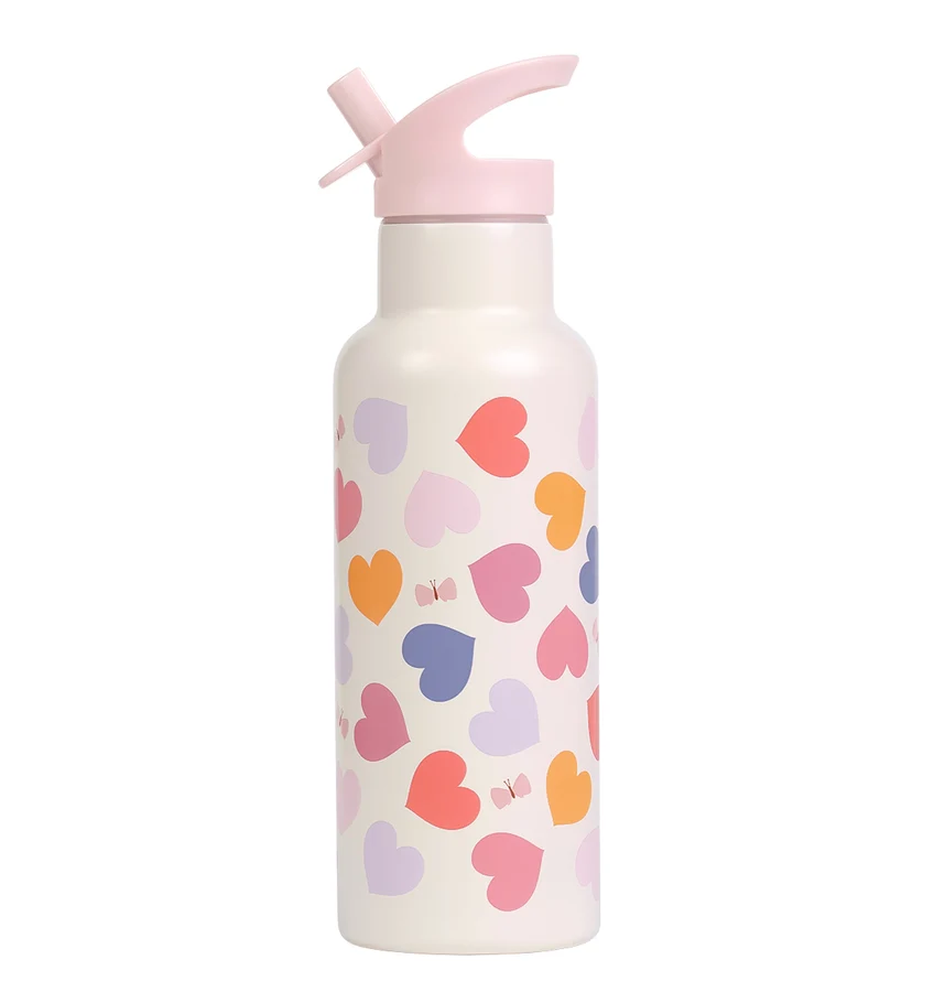 A Little Lovely XL Stainless steel drink bottle: Hearts
