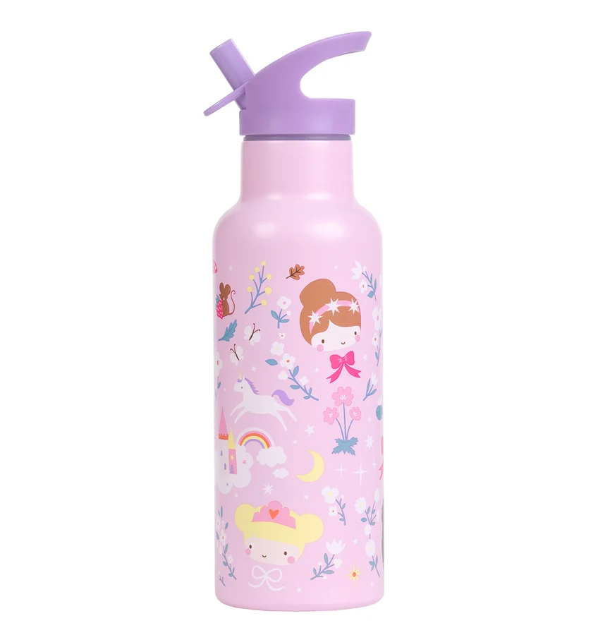 A Little Lovely XL Stainless steel drink bottle: Princesses