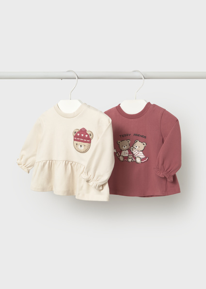 Mayoral 2 l/s t-shirts set Plum