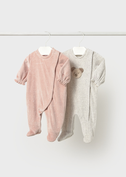 Mayoral 2 Pcs velour onesie Nude
