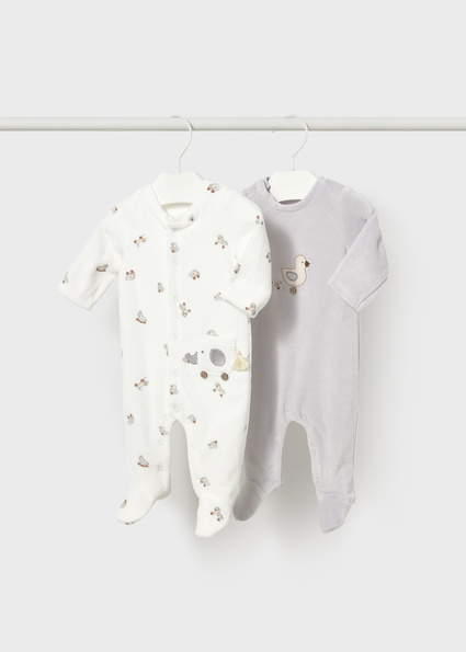 Mayoral 2 Pcs velour onesie Fog