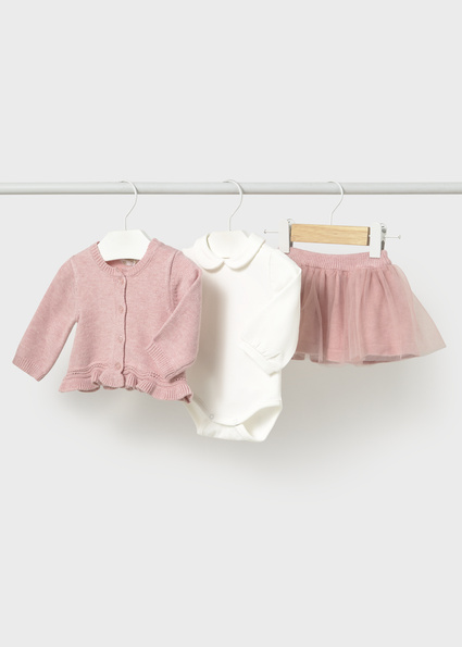 Mayoral Tulle knit skirt set Baby Rose