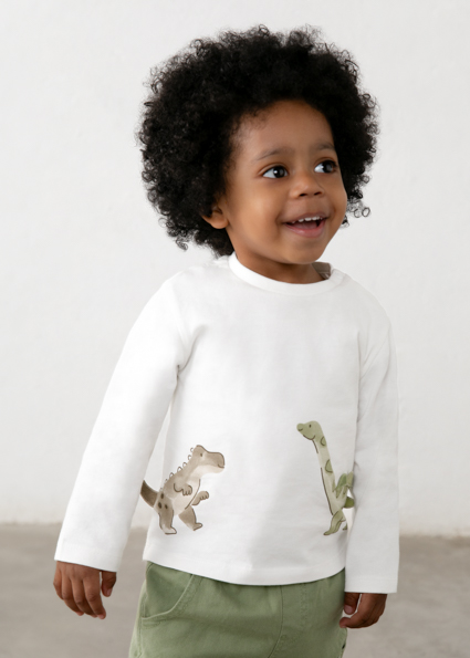 Mayoral L/s t-shirt play print Ivory Lg