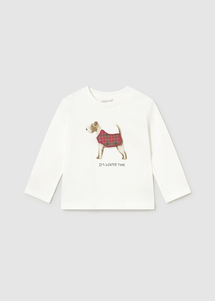 Mayoral L/s t-shirt applique play Ivory Lg
