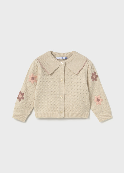 Mayoral Floral-embroidered cardigan H. Milk Lg