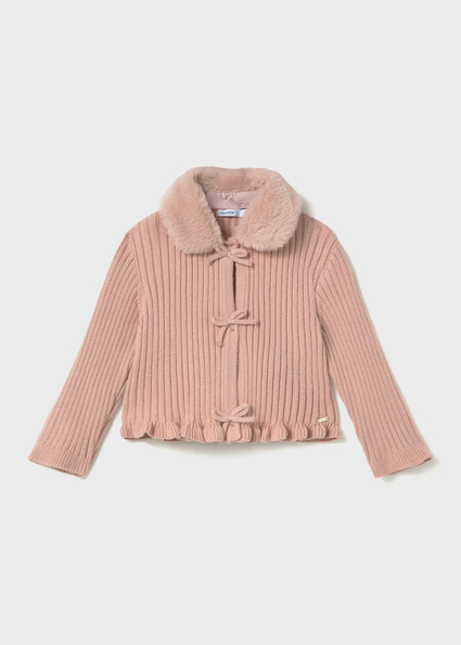 Mayoral Faux fur collar cardigan petisui Lg