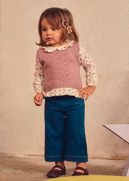Mayoral Attached vest pants set violet mix Lg