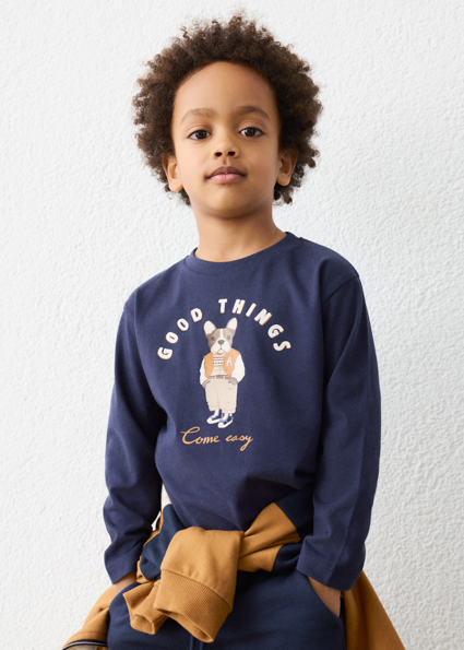 Mayoral l/s dog print t-shirt Ink Lg