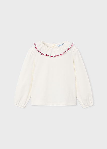 Mayoral Ruffled neckline blouse Natur-rasp Lg