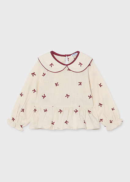 Mayoral Embroidered blouse bows Natur-rasp Lg