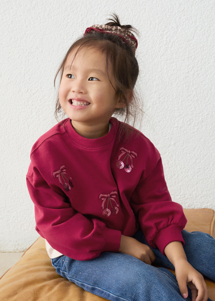 Mayoral Embroidered pullover Cherry Lg