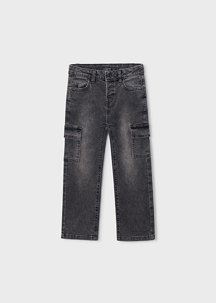 Mayoral Soft denim cargo pants Dark Grey Lg