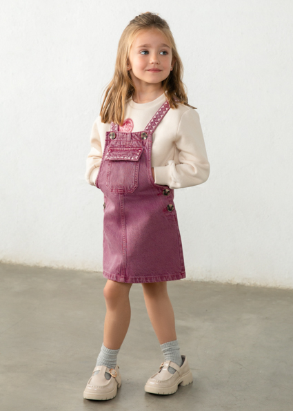 Mayoral Embroidered overall dress Grape Lg