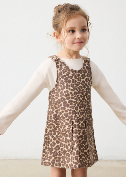 Mayoral Twill pinafore dress Chestnut Lg