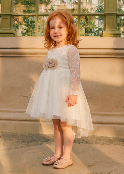 Abel & Lula Embroidered tulle dress Ivory