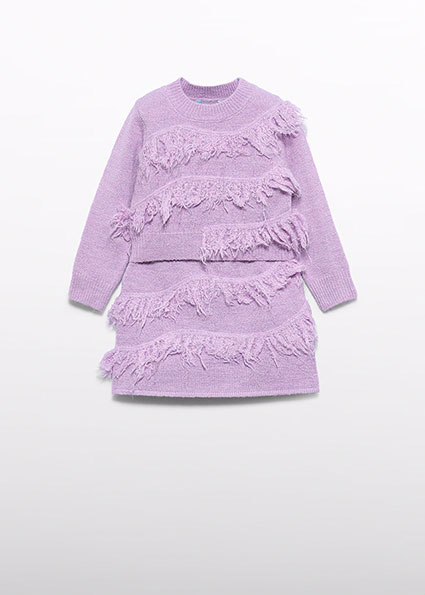 Abel & Lula Knit skirt set with fringes Lilac