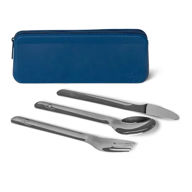 CITRON Stainless Steel Cutlery Set with Pouch - Blue