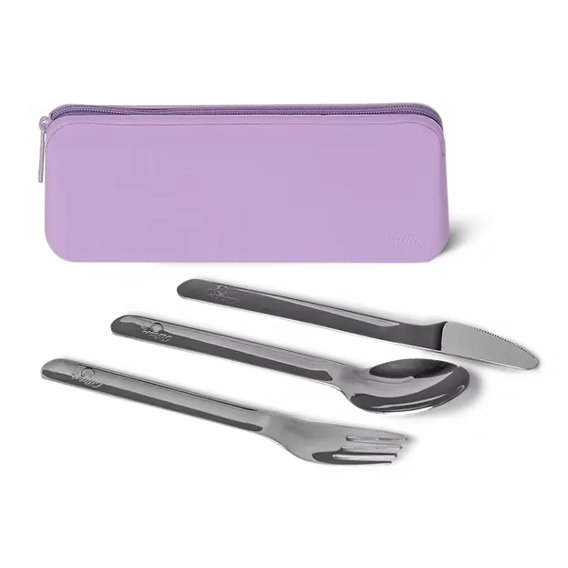 CITRON Stainless Steel Cutlery Set with Pouch - Purple