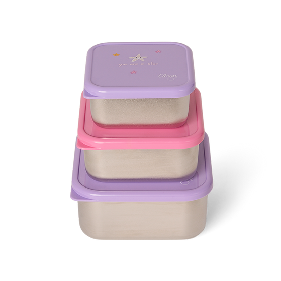 CITRON Stainless Steel Nesting Stackable Lunchbox - Mermaid