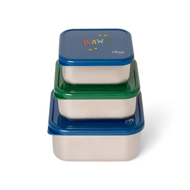 CITRON Stainless Steel Nesting Stackable Lunchbox - Dino