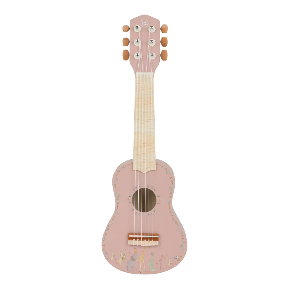 LITTLE DUTCH. Wooden guitar Safari Friends FSC (pink)