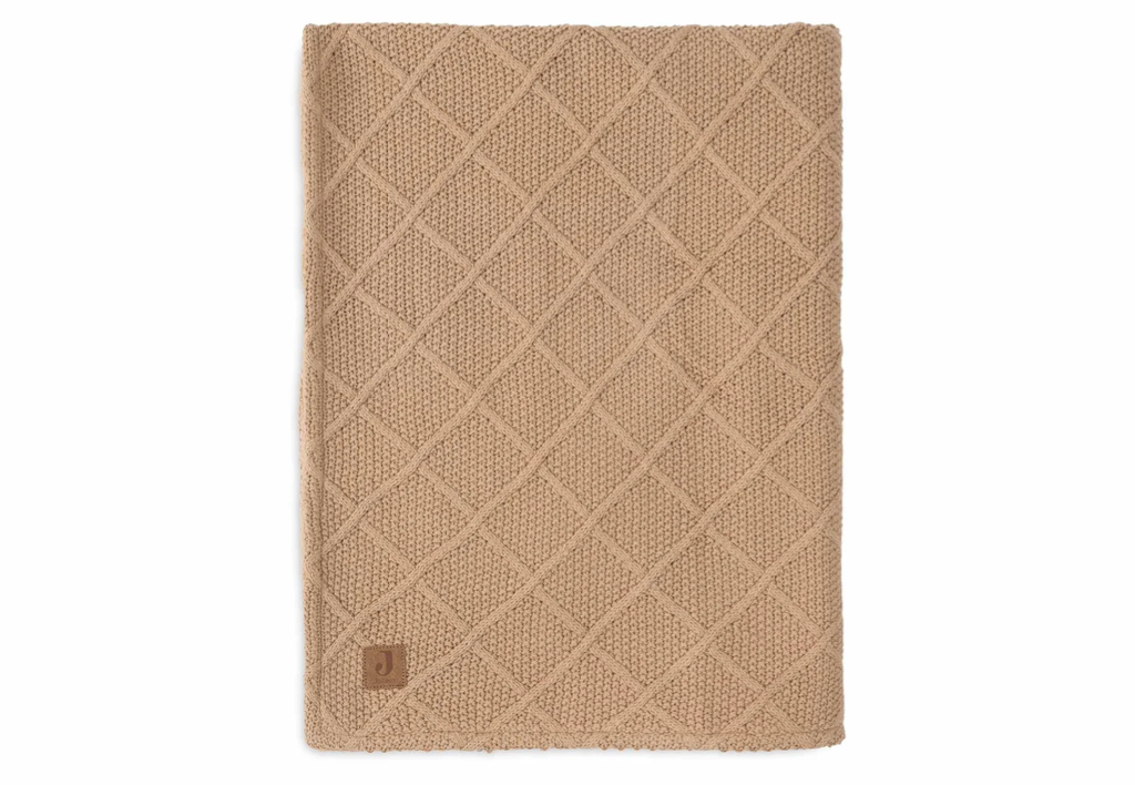 Jollein Blanket Cot 100x150cm Check Knit Oatmeal/Teddy Fleece