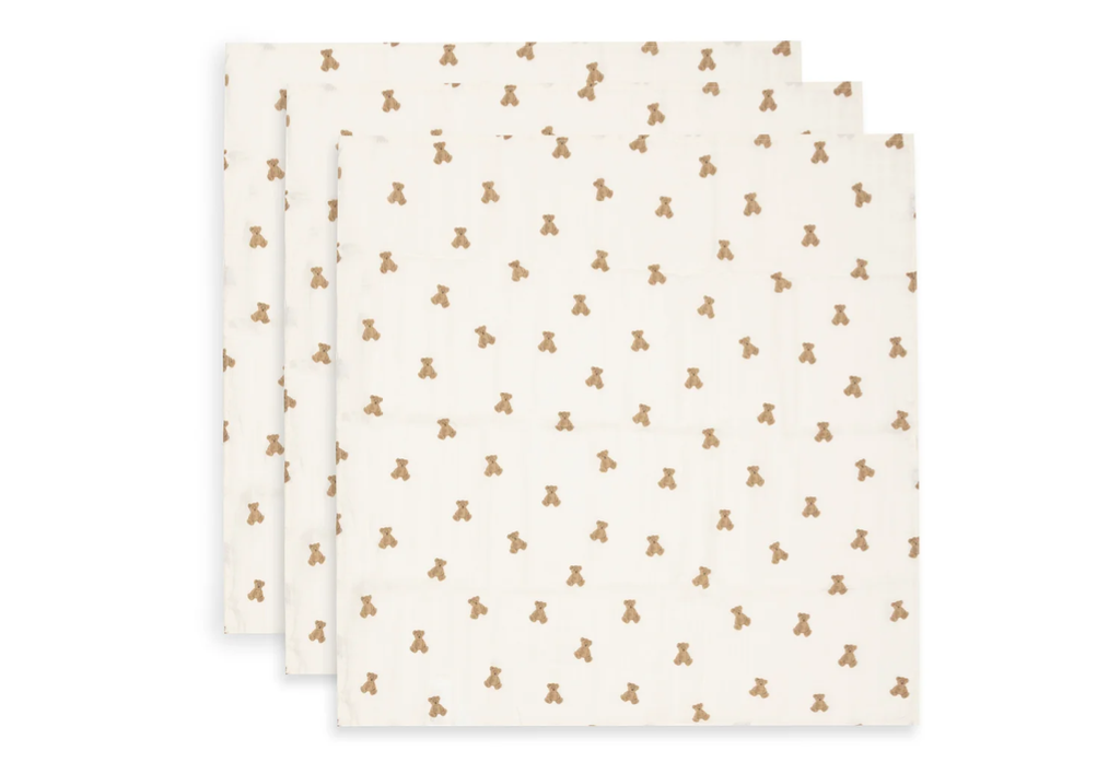 Jollein Cloth Muslin 70x70cm Mini Teddy Bear (3pack)
