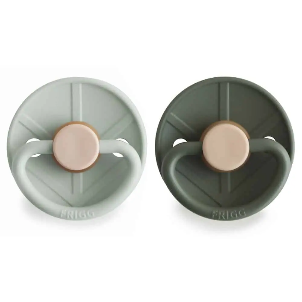 FRIGG Set of 2 Latex Pacifiers, Little Viking - Sage/Olive 6-18 Months