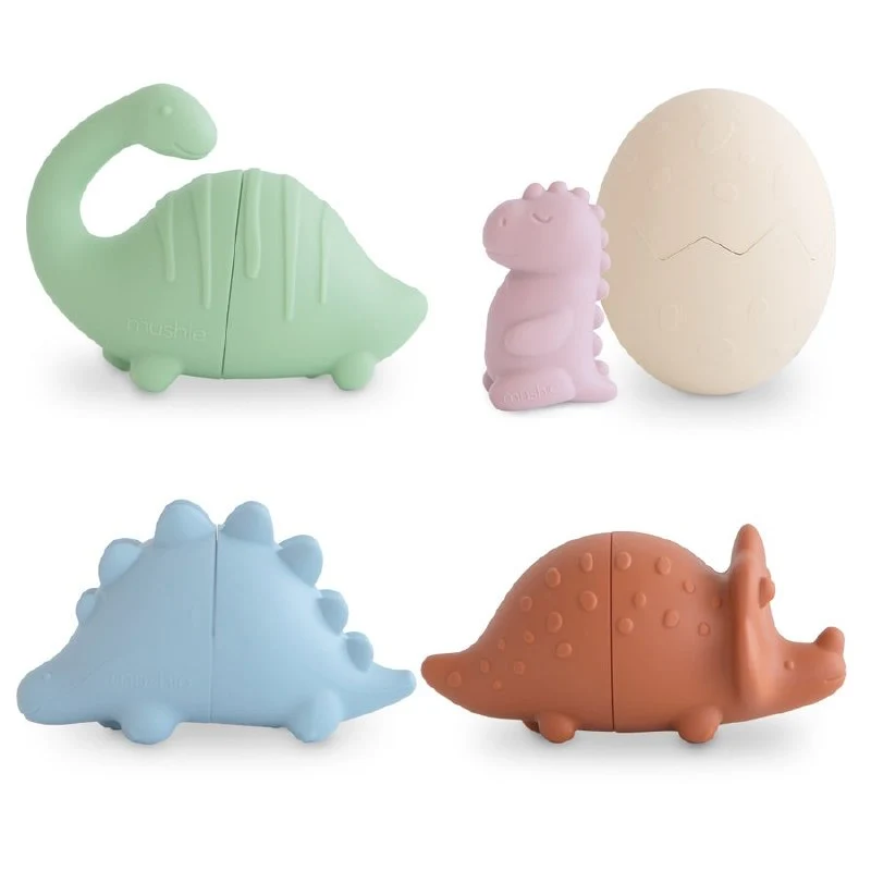 Mushie Silicone Bath Toys, Set of 4-Dinosaurs