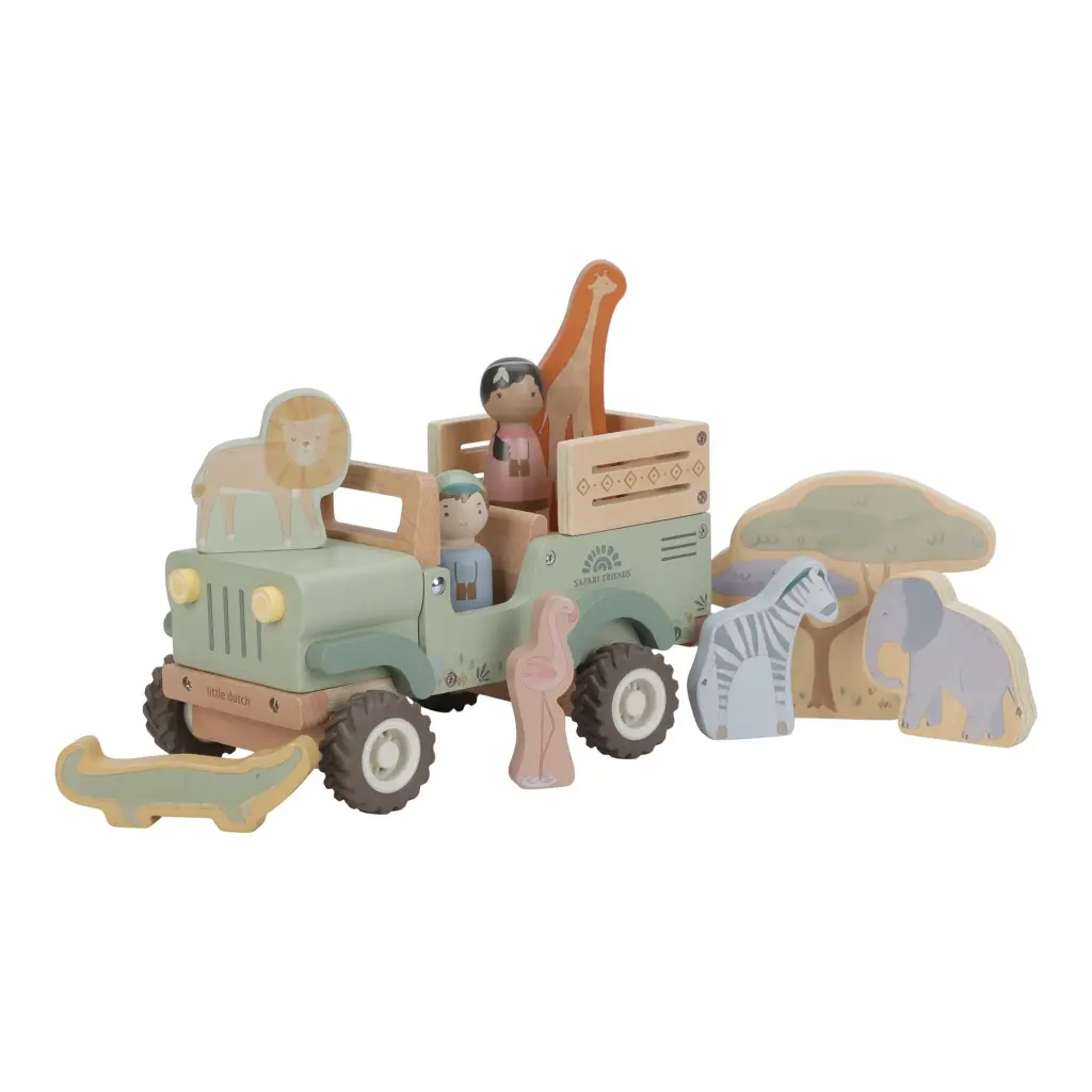 Little Dutch Wooden safari car with animals Safari Friends FSC