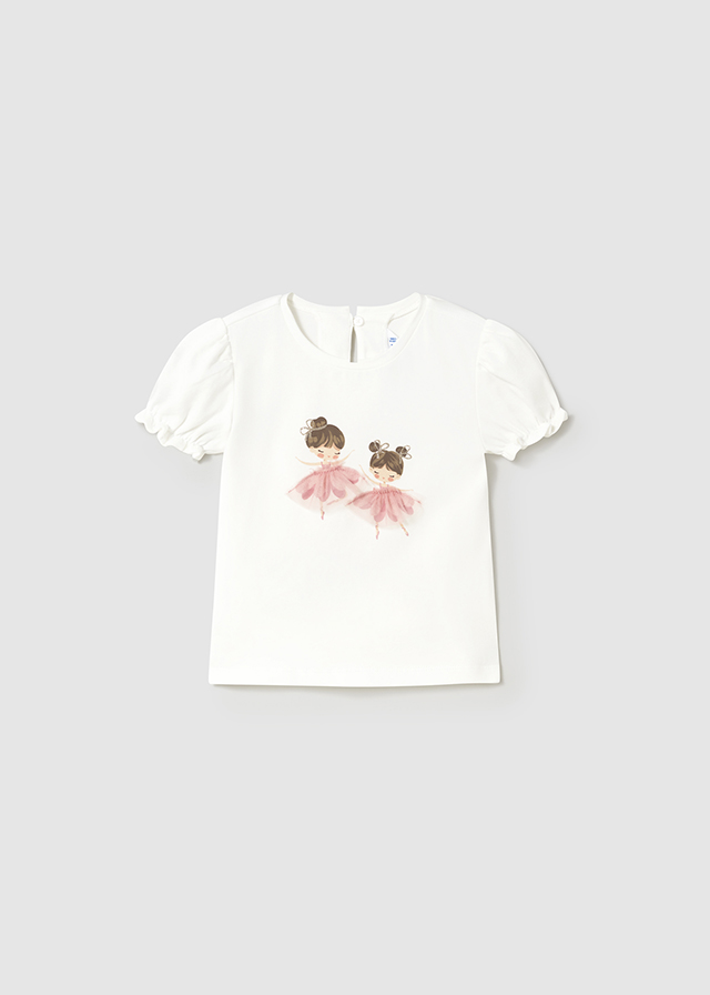 Mayoral Short sleeve t-shirt with ballerina - Natur-pink