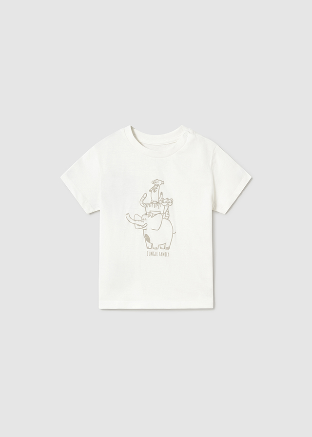Mayoral Short sleeve t-shirt with animals- Cream