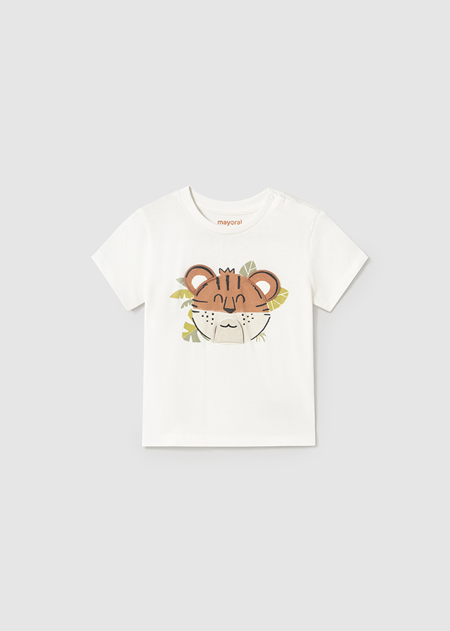 Mayoral Short sleeve t-shirt with tiger- Cream