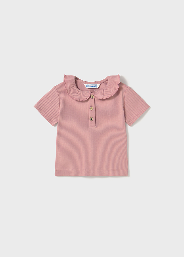 Mayoral Short sleeve ribbed polo - Rose