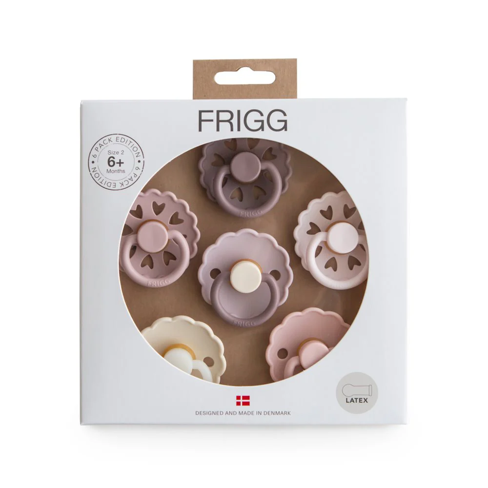 FRIGG 6-Pack Pacifiers - Round Latex - Blooming Love - Size 1