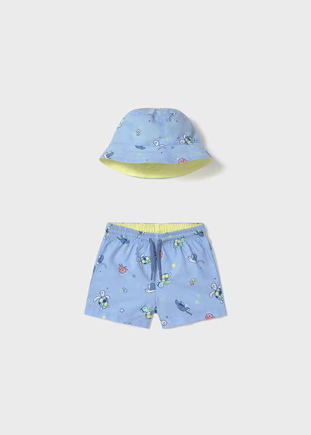 Mayoral Swim shorts w/ bucket hat - Light blue