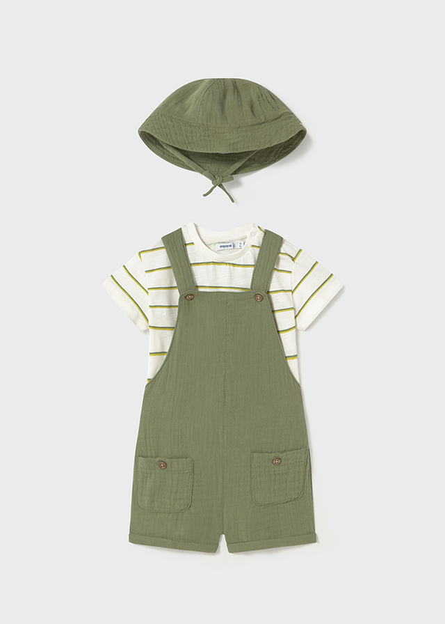 Mayoral Dungaree 3pcs set - Sage
