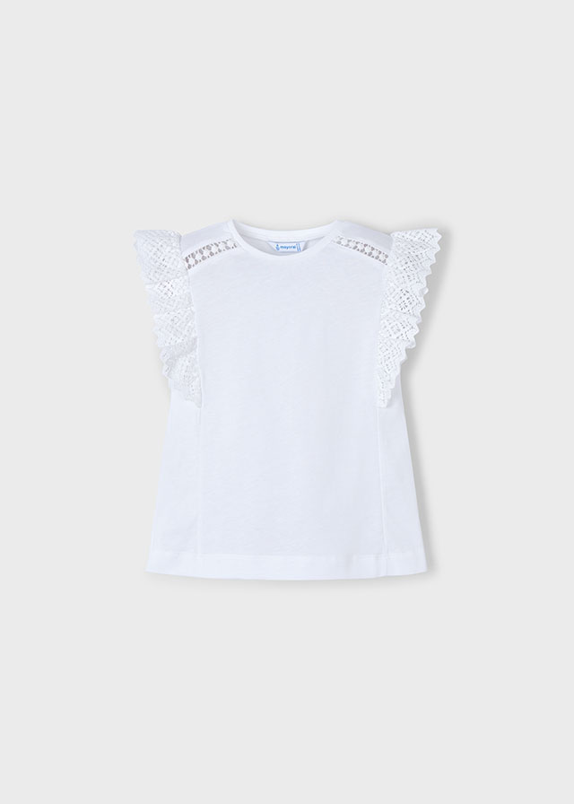 Mayoral Short sleeve crochet t-shirt - White