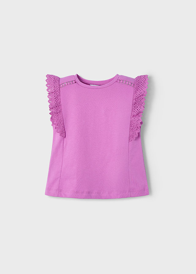 Mayoral Short sleeve crochet t-shirt - Orchid
