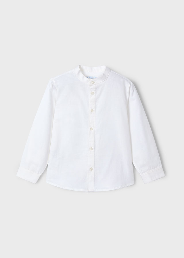 Mayoral Long sleeve mao collar linen shirt - White