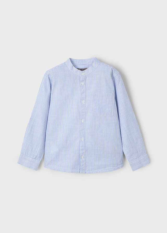 Mayoral Long sleeve mao collar shirt - Sky blue