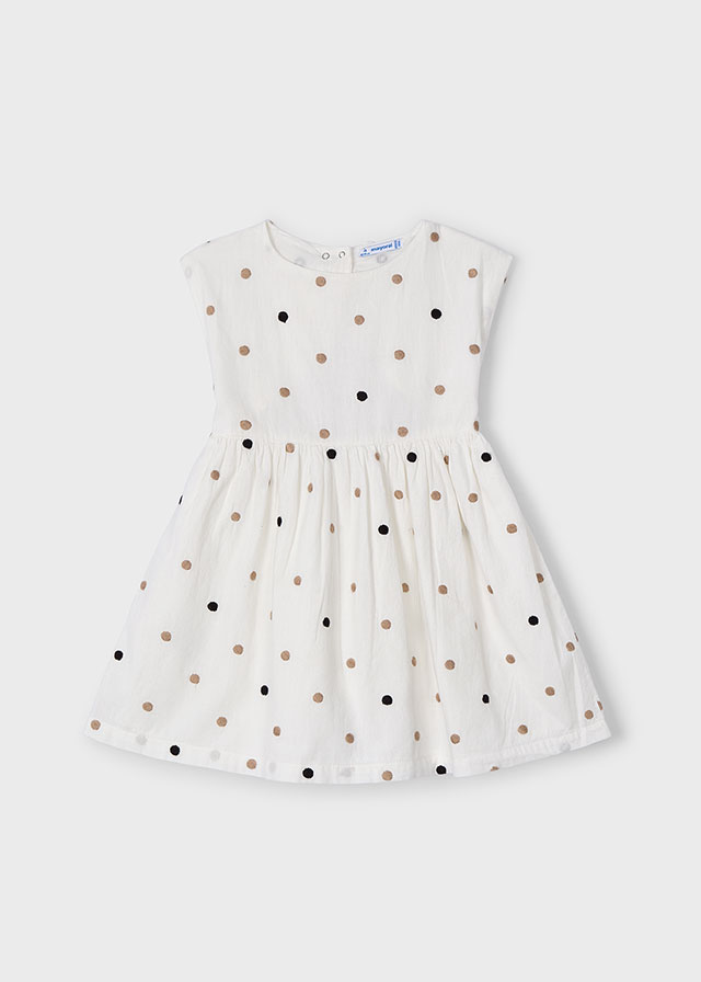 Mayoral Embroidered polka dots dress - Natur-cinn