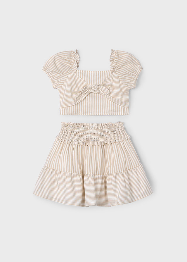 Mayoral Striped skirt set - Cinammon