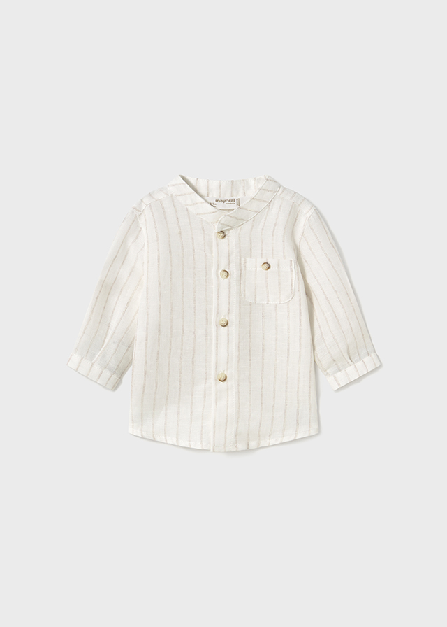 Mayoral Long sleeve mao collar shirt - Wht/linen