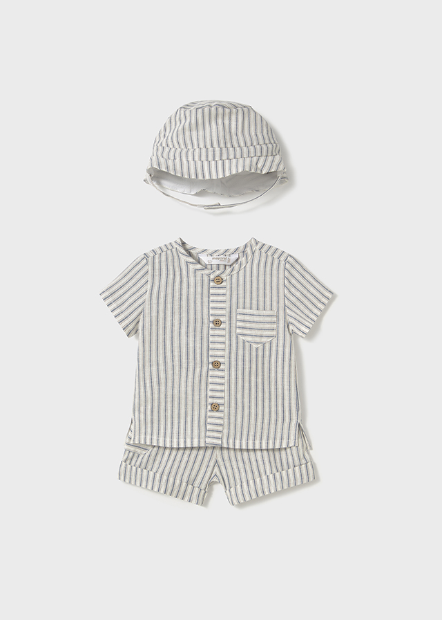 Mayoral Shorts & shirt withhat set - Natural